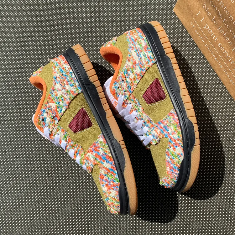 黄色运动鞋防滑减震透气图案耐磨低帮板鞋女鞋休闲鞋软底男鞋大码