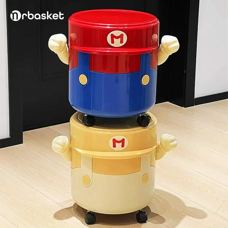 垃圾桶家用大容量带轮可移动弹盖按压客厅卧室厨房高颜值卡通纸篓