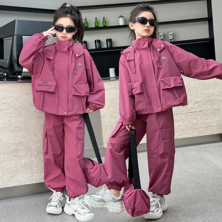 女童大童春装运动套装新款春秋儿童休闲外套工装裤两件套亲子装潮