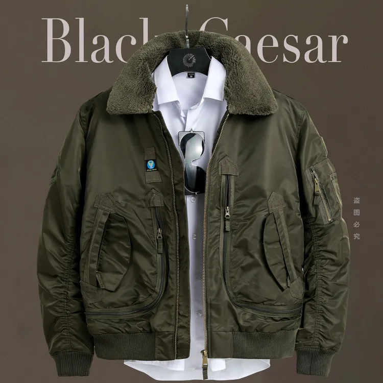 男时尚休闲棉衣冬季不起球宽松保暖外套户外青年纯色夹克可拆卸领