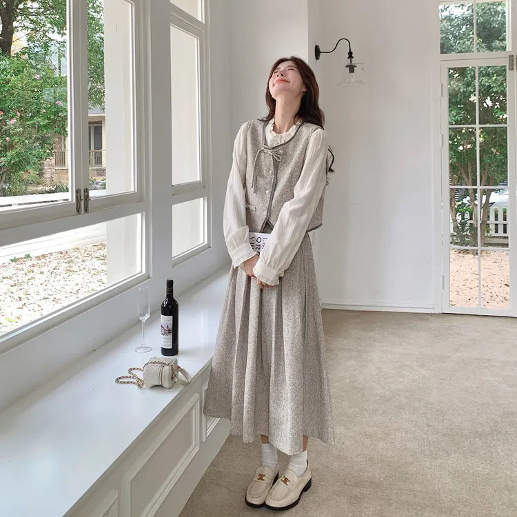 法式小香风气质马甲半裙套装女2025早秋穿搭流行衬衫半身裙三件套