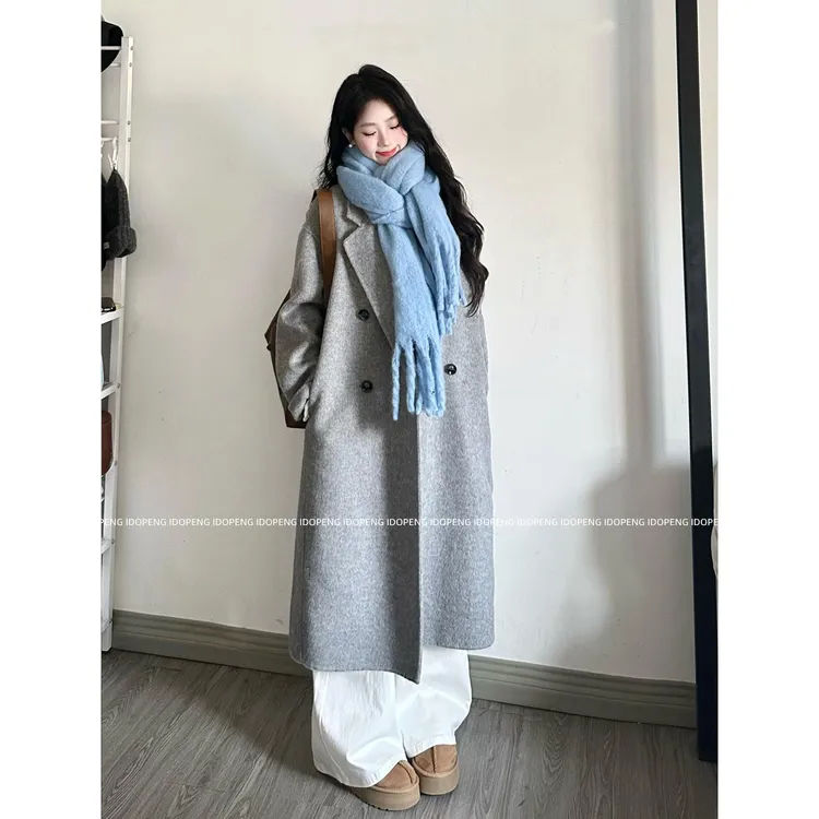 高贵气质双面羊毛呢子大衣女秋冬高级感呢子外套韩系网红羊绒长款