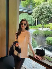 【大静静】“清雅如云”秋冬小狗刺绣简约百搭基础款打底上衣
