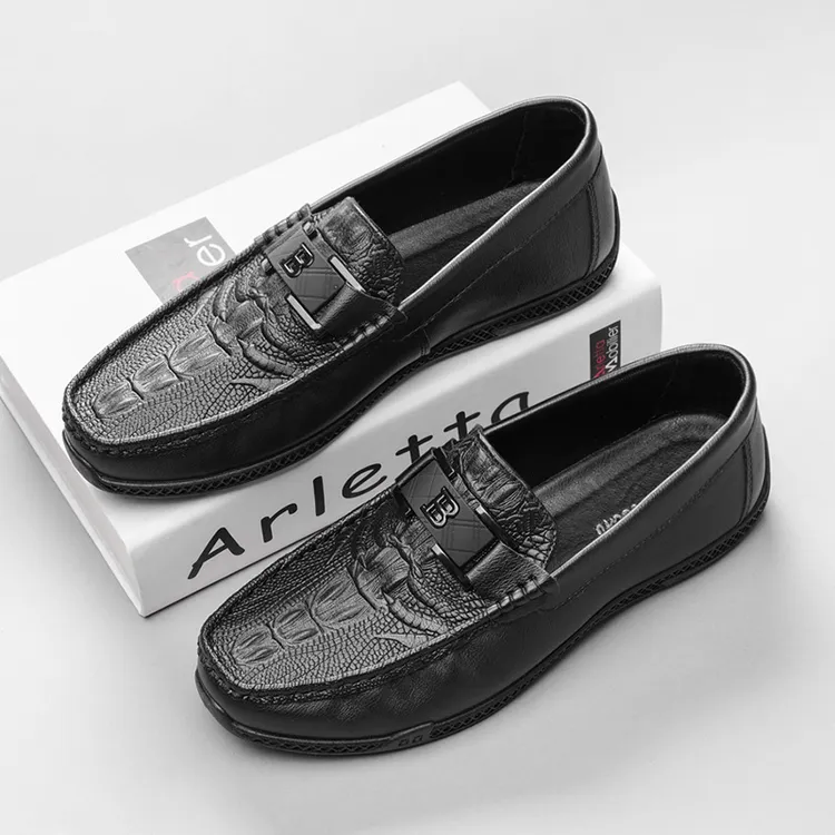 新款男士时尚潮流百搭豆豆鞋一脚蹬软底软面开车鞋休闲乐福鞋夏季