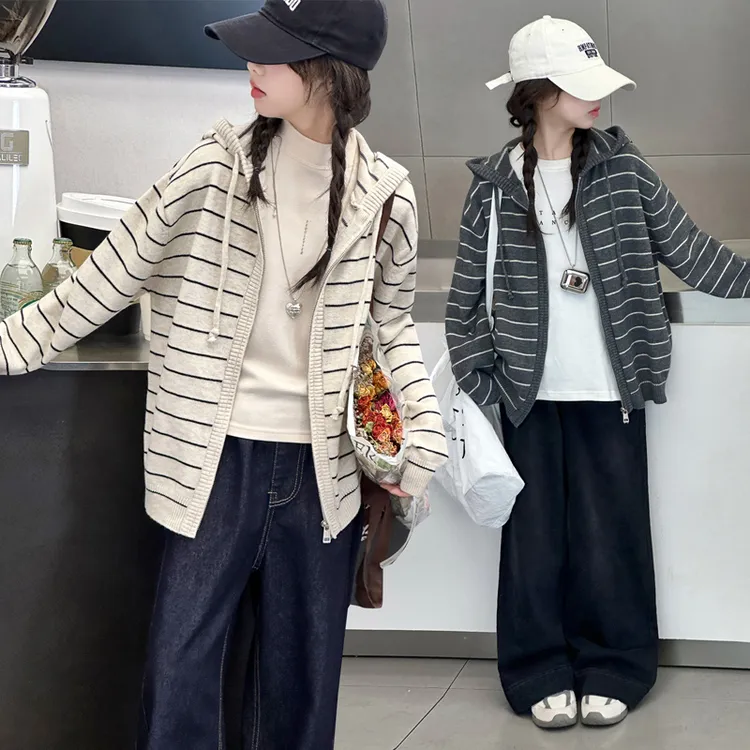 女童外套秋季2025新款中大童春秋装上衣洋气阔腿裤休闲开衫两件套