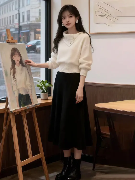 秋冬搭配一整套2025温柔高知穿搭小香风盐系御姐轻熟毛衣套装裙子