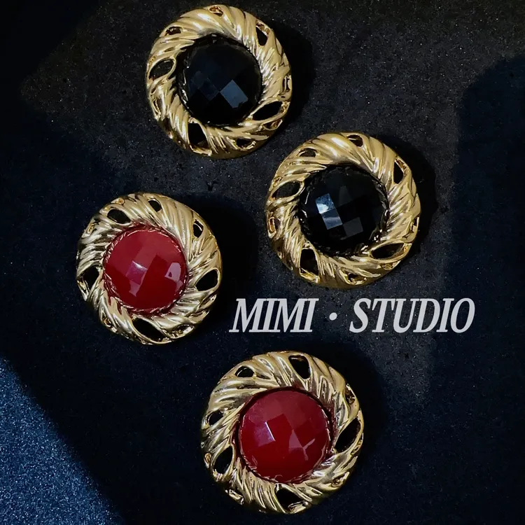 铜合金树脂耳饰 复古宫廷法式欧美风时尚耳钉黑色轻奢