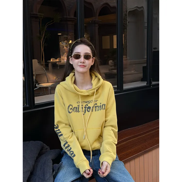 PH《杏运》潮流小众做旧印花时尚休闲百搭连帽卫衣 PH6226