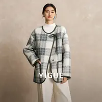 【亦谷】圆领格纹开衫女士2025年秋季新款减龄秋季外套G5WAF603-2
