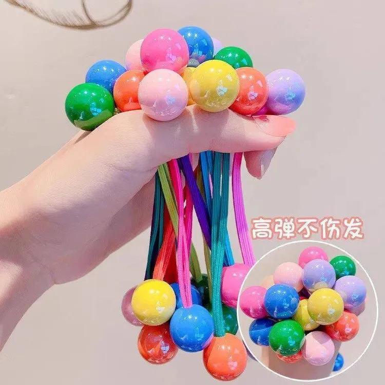 韩版儿童糖果色发圈扎马尾长皮筋发绳圆球彩色头绳公主头饰皮筋 商品图