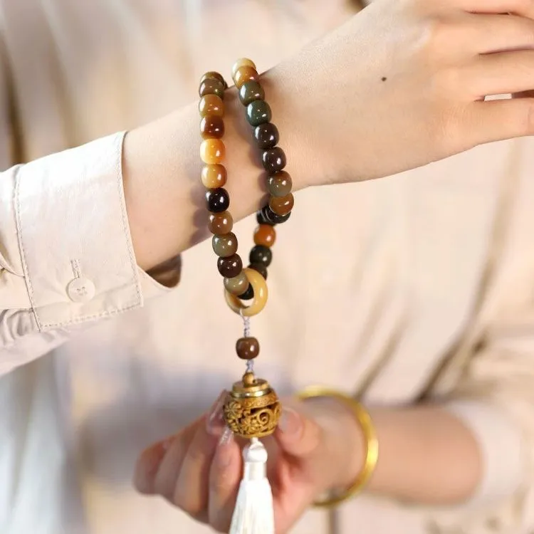 霞光溢彩手持菩提手工原创手串手持手链男女同款百搭款菩提根