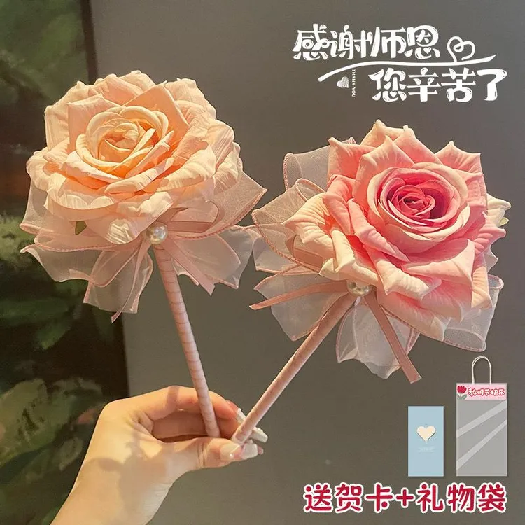 ++教师节礼物2024新款送女老师实用花束手工玫瑰花笔高颜值桌面摆