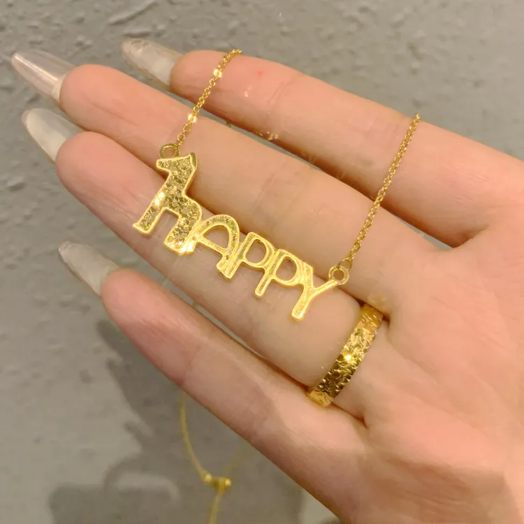 铜合金吊坠 新中式国潮风丨字母生肖HAPPY小马吊坠项链 R003