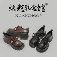 时髦英伦风厚底乐福鞋女秋季2025年新款真皮粗跟系带休闲单鞋5826