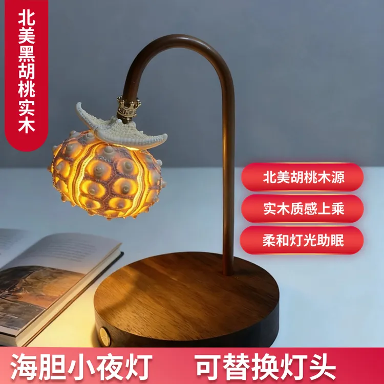  ins创意纯实木海胆公主风小夜灯卧室氛围灯创意少女心装饰灯法式