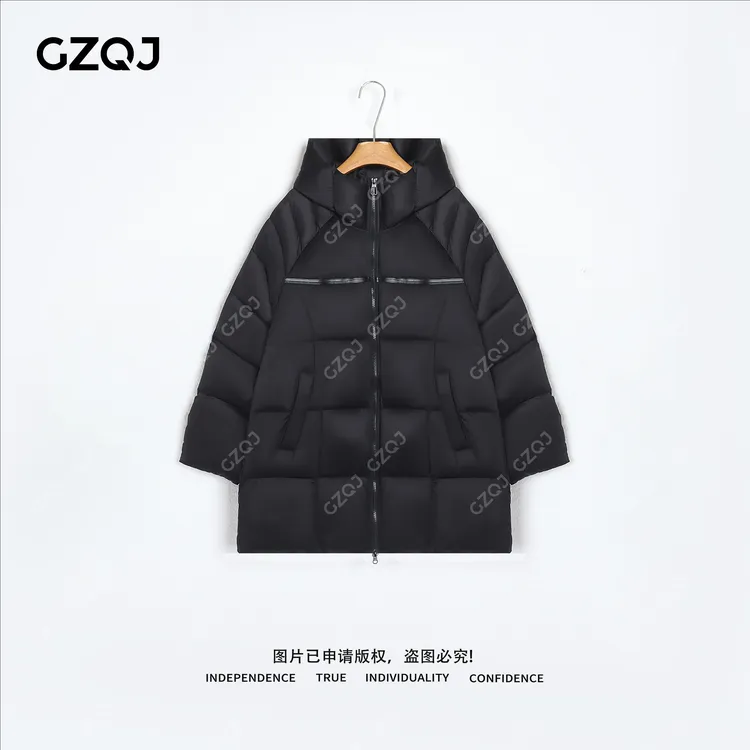 老琴私服【 墨域行者】90白鹅绒时尚连帽中长款羽绒服外套女冬8333