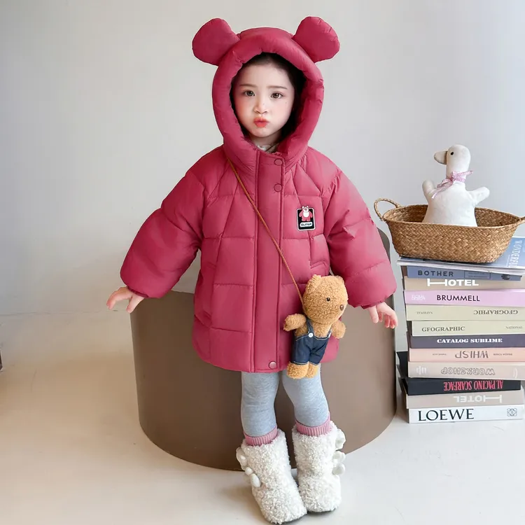 90白鸭绒女童羽绒服外套中长款洋气儿童女宝小童韩版防寒保暖外套