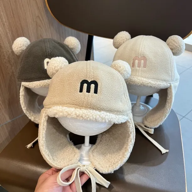 【暖暖熊】儿童帽子秋冬外出防风护耳帽男女童加绒保暖防寒雷锋帽冬