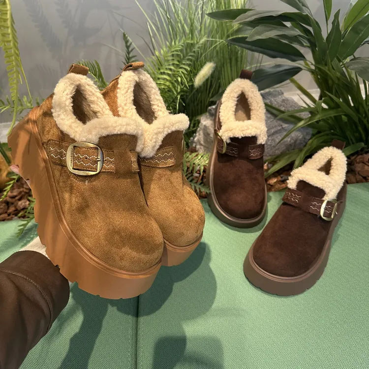 【宣宣】5cm厚底刺绣秋冬棉鞋雪地靴女款爆款2025勃肯阔腿裤勃肯鞋