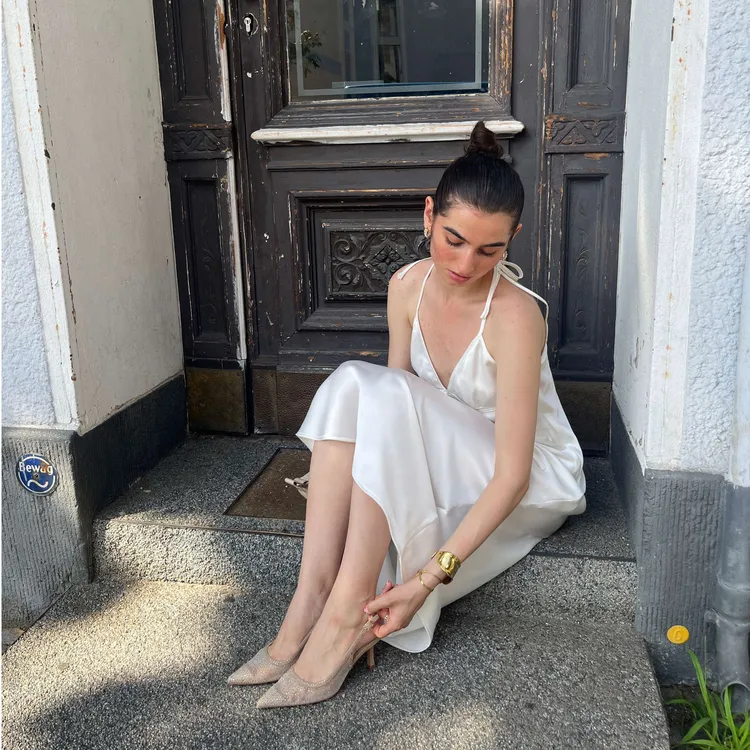 MUSE PAI 2025 SS Galaxy Series女士繁星烫钻包头后空高跟鞋