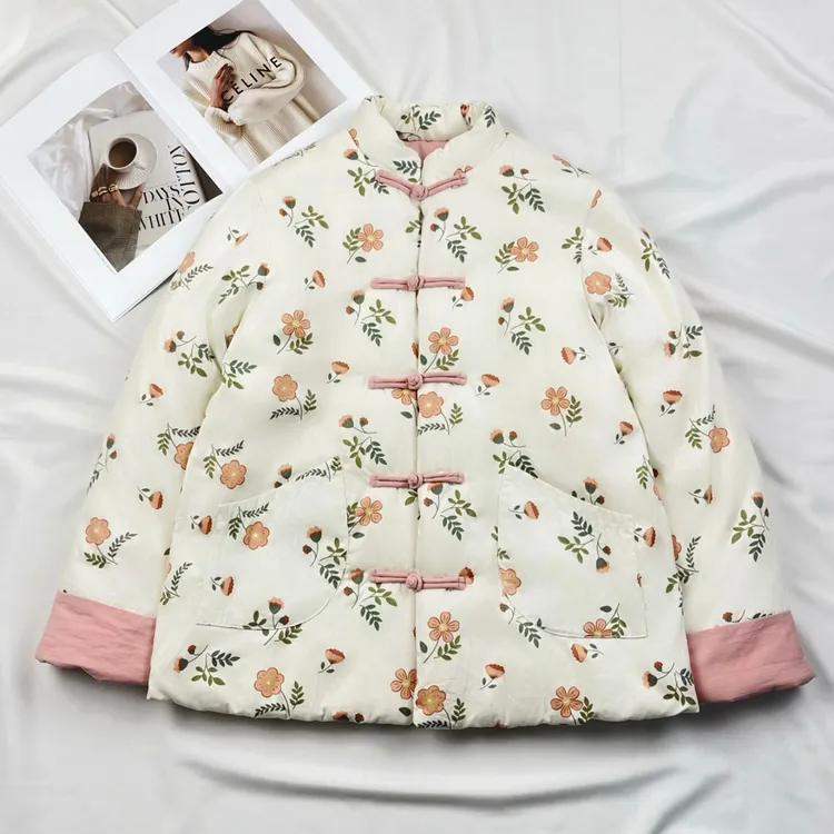 保暖立领唐装外套盘扣棉服加厚款抗寒棉衣棉袄