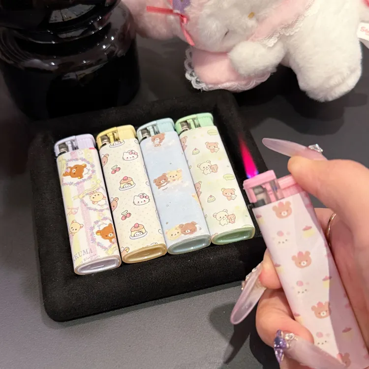 新款可爱糖果系轻松熊防风打火机粉焰炫酷少女心创意男女友礼物