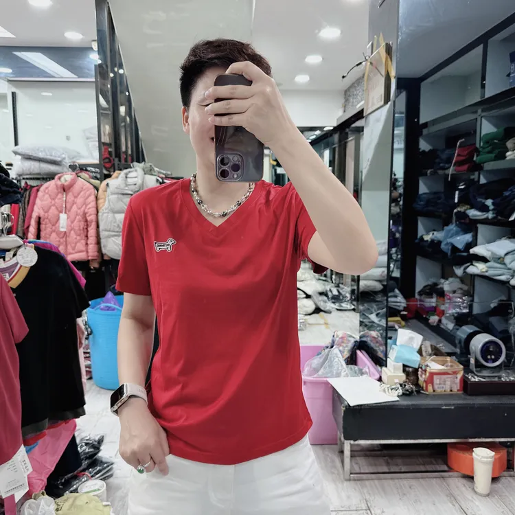 冰凉新款5色V领丝光棉高级上衣小狗标2533