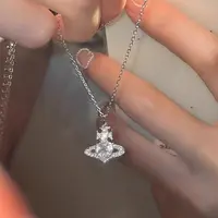 柯柒 钛钢项链 满钻星球项链女轻奢小众气质高级时尚设计感锁骨链