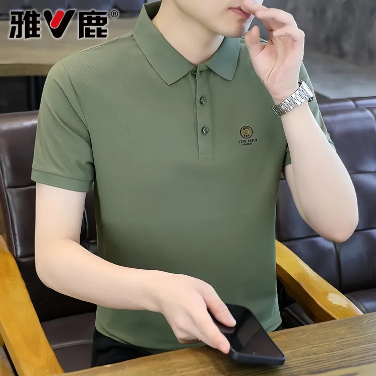 V/雅鹿男士短袖POLO衫夏季青年商务休闲潮流时尚帅气修身翻领T恤