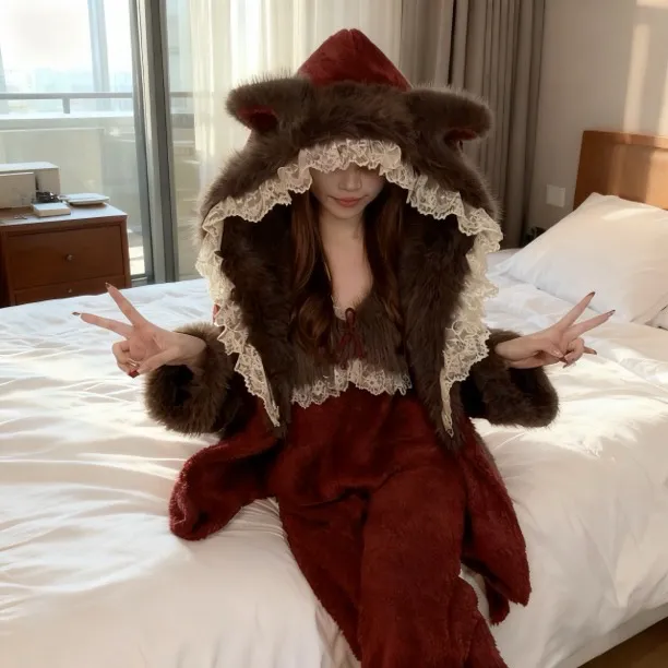 奶兔蜜语【烈焰魅影】现货24小时发厚保暖睡衣家居服套装加绒家居服