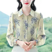 百搭时尚设计感女士衬衫薄款印花洋气春秋季小衫宽松显瘦长袖衬衣