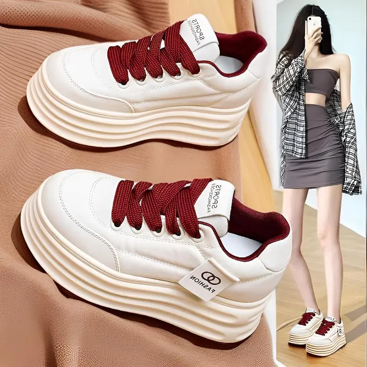 内增高8cm厚底小白鞋女ins韩版防滑不累脚面包松糕鞋2025秋季爆款