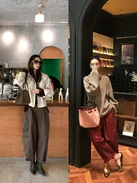 Gakee【秋日多巴胺】秋季时尚复古设计感宽松阔腿7分裤K37964GK53