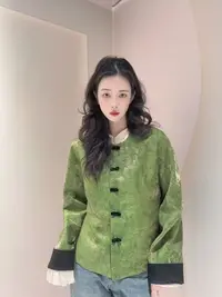 九月  绿影影  新款中式显瘦国风中式复古高定汉服上衣