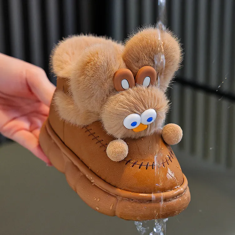 儿童棉鞋冬季女童防水防滑居家小孩中小童包跟雪地靴男宝宝棉拖鞋