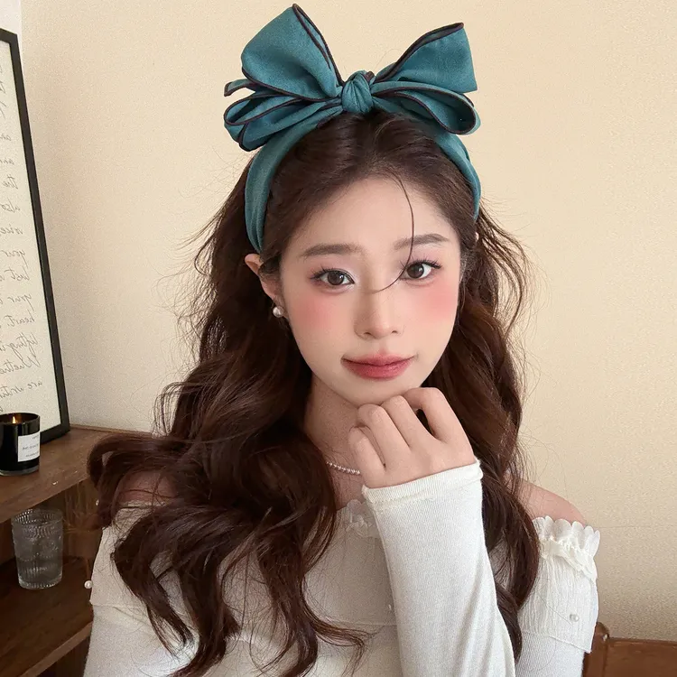 ins纯色立体大蝴蝶结发箍2025新款洗脸头箍日常出游百搭发卡头饰