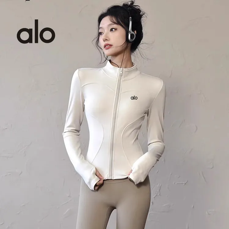 ALO速干瑜伽服外套女长袖户外透气服紧身运动跑步上衣