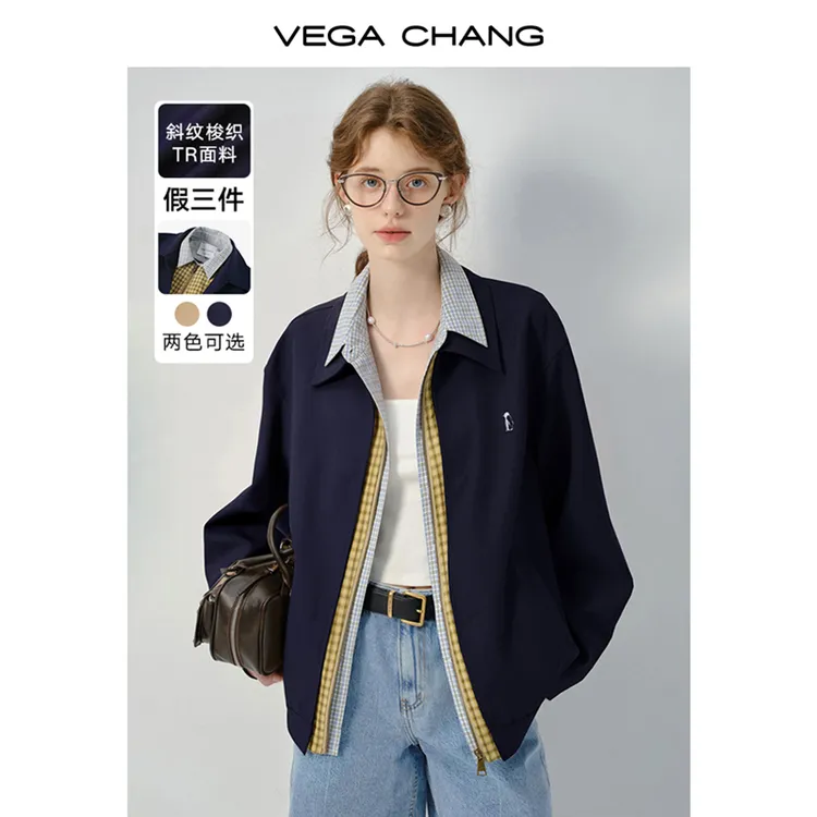 VEGA CHANG美式短外套女2026春新款韩系休闲设计感假三件0295JJ