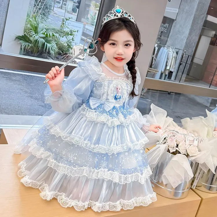2女童爱莎公主裙2025秋装新款春秋裙子儿童女孩秋季艾莎连衣裙