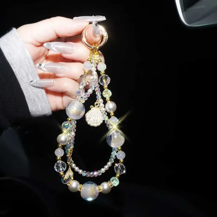 【粉贝星链】夏日氛围串珠高级时尚海洋风轻奢手机链爆闪包包挂绳