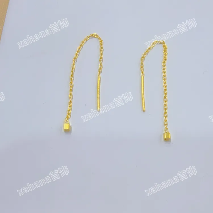 合金亚克力耳饰 几何方块彩银耳线kumux简约百搭女款长款耳饰