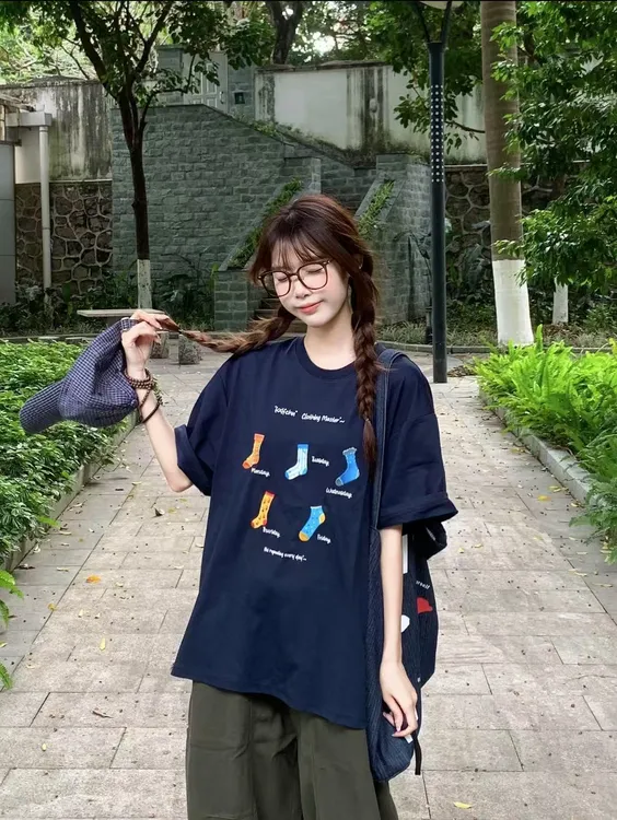 美式潮牌oversize宽松短袖女t恤夏季新款100%纯棉学生半袖上衣ins