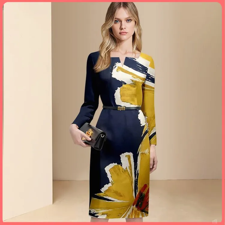 名缕优雅秋季2025新款女装气质时尚洋装长袖职业收腰修身裙子