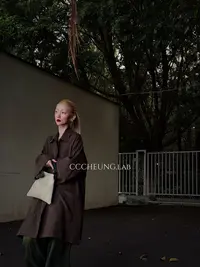 【喜一兮】长卿 早秋宽松风衣中长款上衣女老钱慵懒风外套 5DC-A803