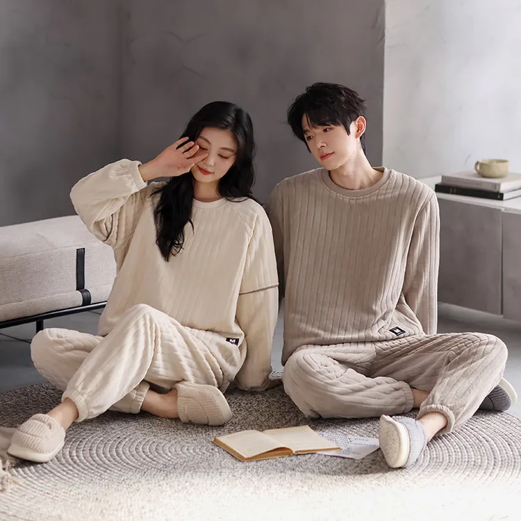 情侣睡衣珊瑚绒秋冬季保暖加厚2025新款法兰绒长袖长裤家居服套装