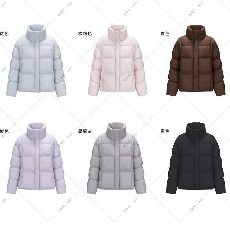 6色95%绒 2025冬新款短款抗污防泼水无帽休闲保暖羽绒服女