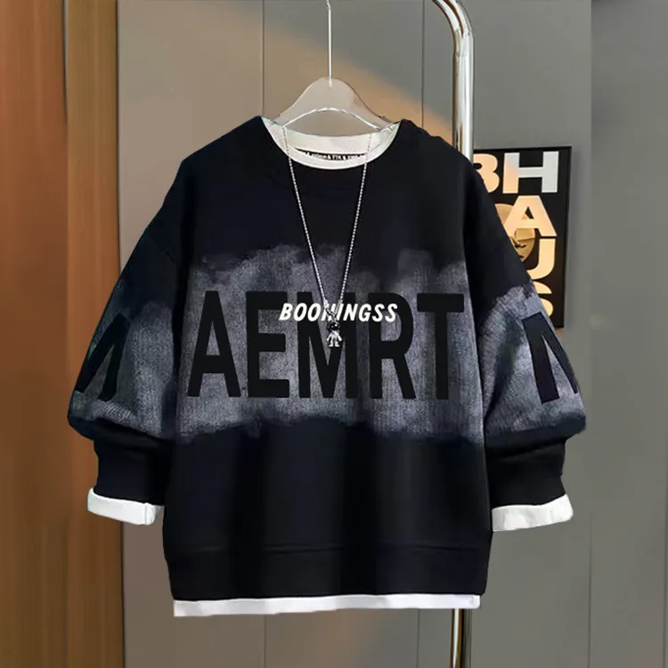 小胖墩胖男童春装卫衣加肥加大码中大童秋季宽松上衣胖男孩打底衫