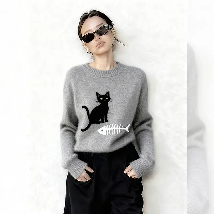 独特漂亮内搭提花小衫休闲外穿毛衣女冬季穿搭洋气高贵针织衫上衣