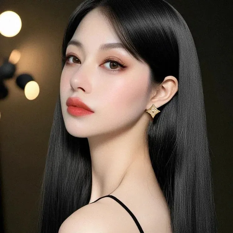 纯铜耳饰 无耳洞耳夹小众四叶草镶嵌锆石冷淡风法式气质流苏