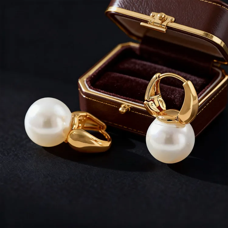 铜合金仿珍珠耳饰 法式小众设计珠光耳扣流苏复古风耳环